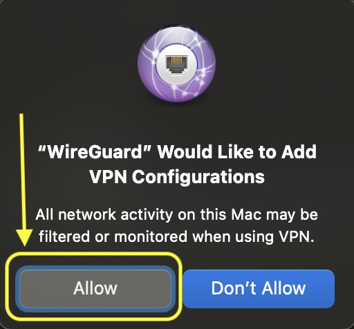 Allow WireGuard to Add VPN Configurations